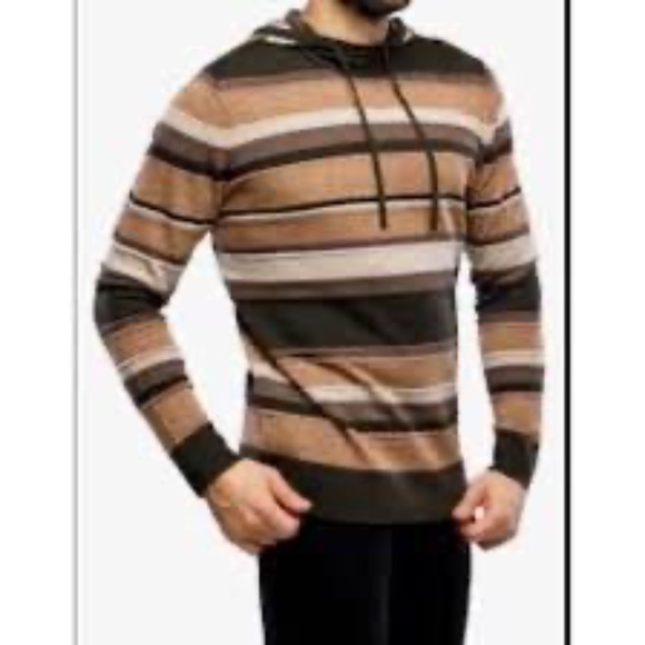 Smartwool Men's Sparwood Hooded Sweater - Stripe Acorn Heather - LARGE - Picture 3 of 7